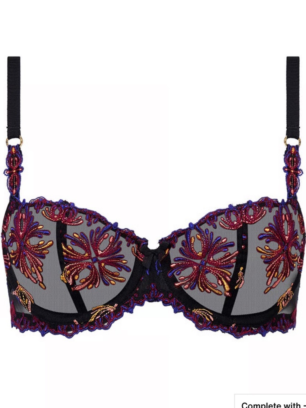 NWT Chantelle Champs Elysées Lace Unlined Demi Bra - Black Jewels Sz 36DDD -